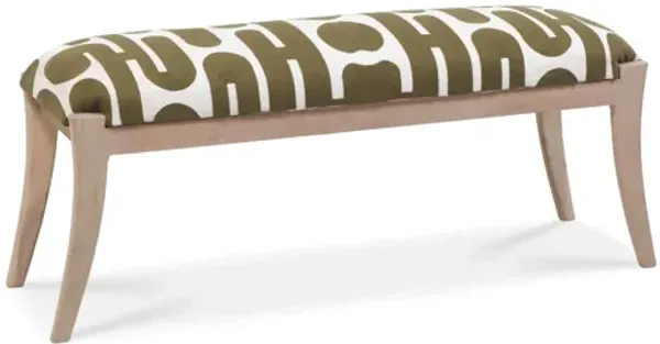 Arielle Olive & White Embroidered Bench