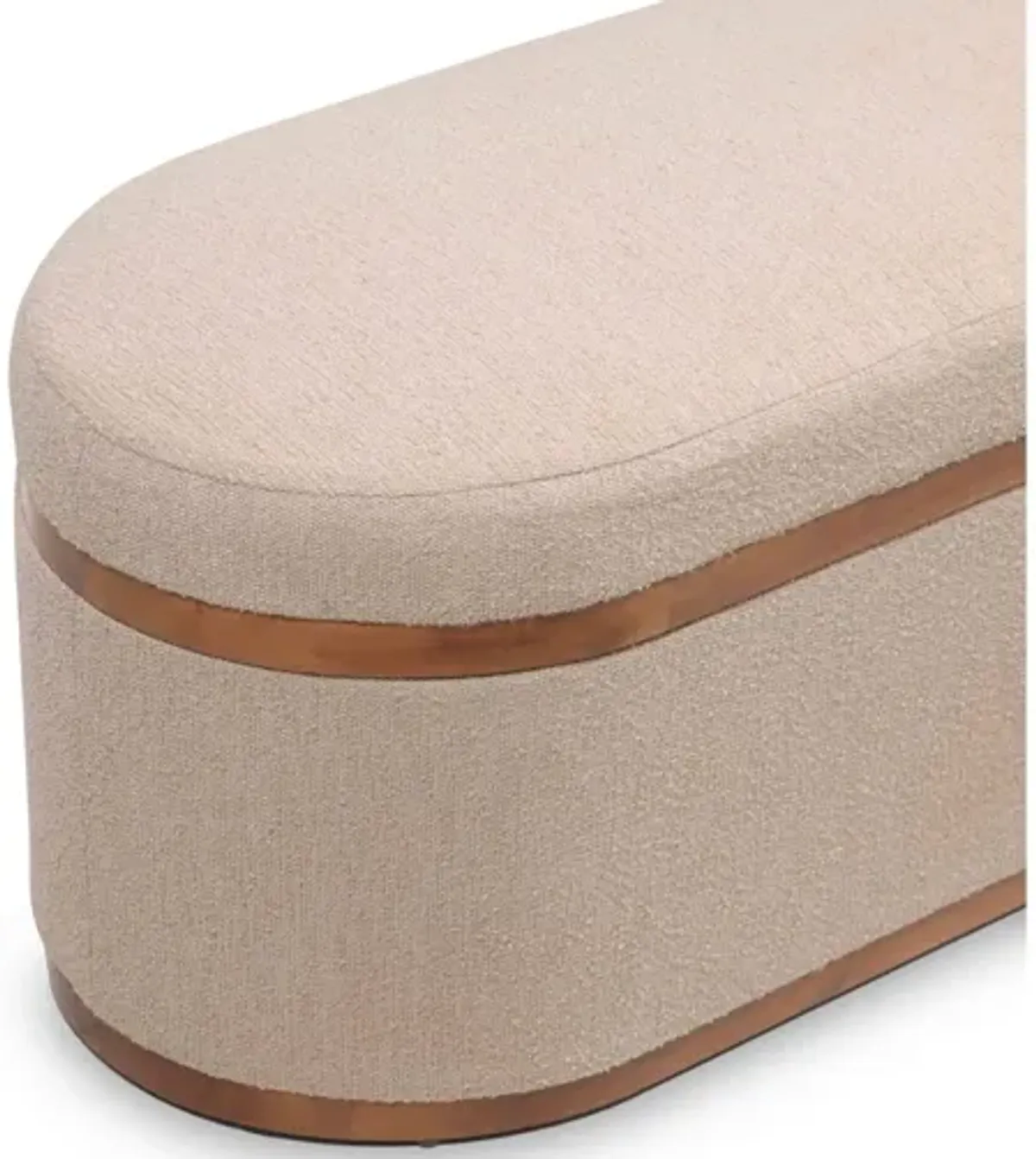 Olivier Ivory Boucle Oval Storage Ottoman