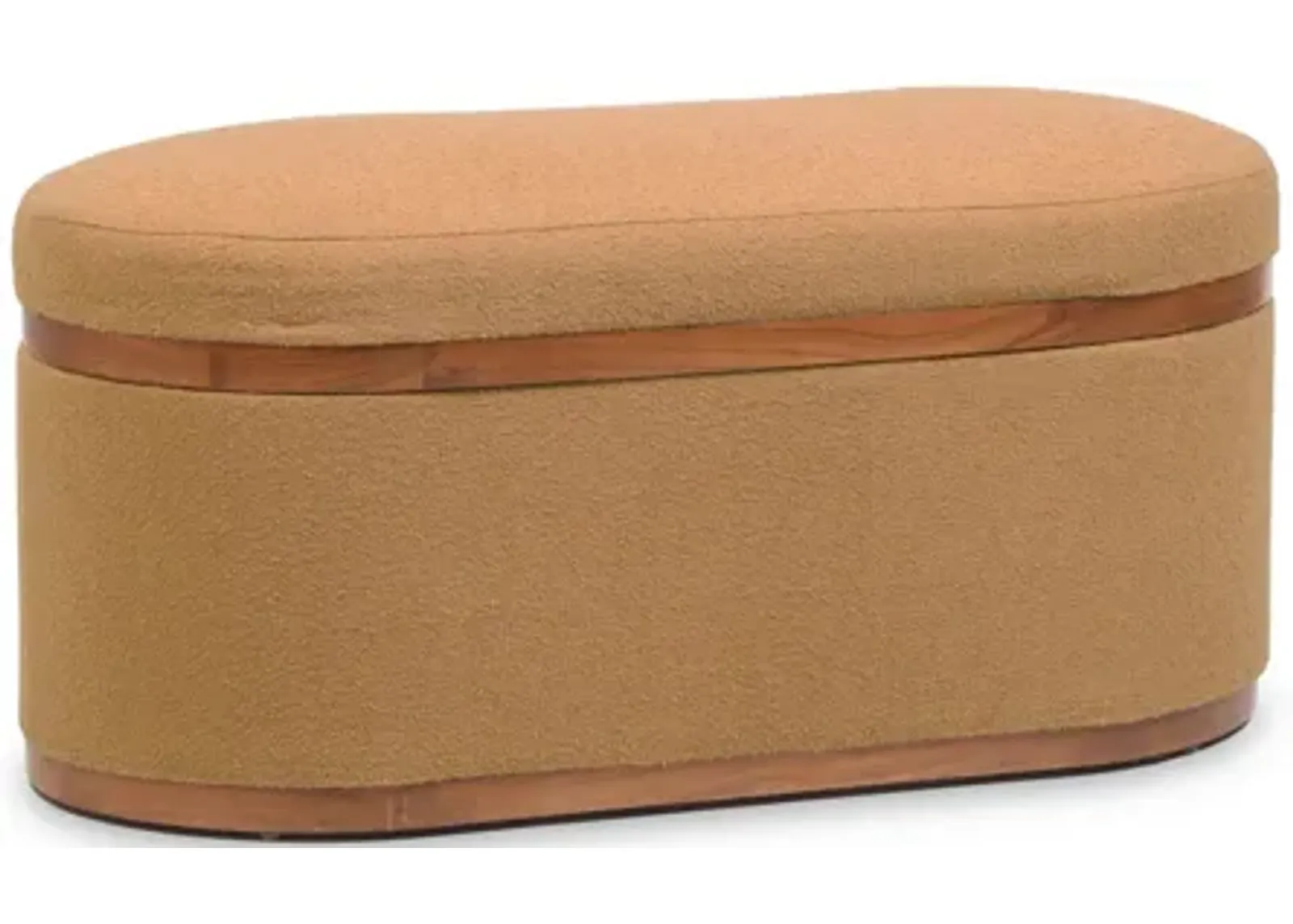 Olivier Peach Boucle Oval Storage Ottoman