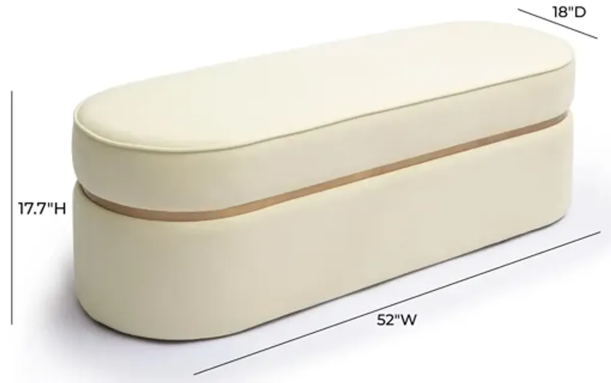 Pomp Cream Velvet Bench