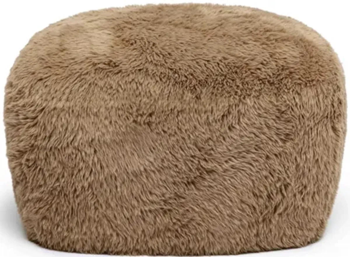 Britt Dark Taupe Vegan Shearling Ottoman