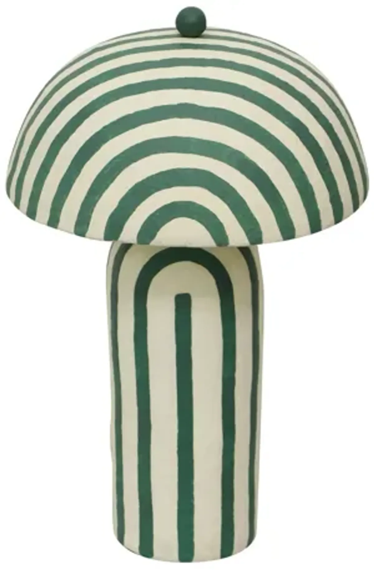 Maiori Dark Green Striped Papier Mache Table Lamp