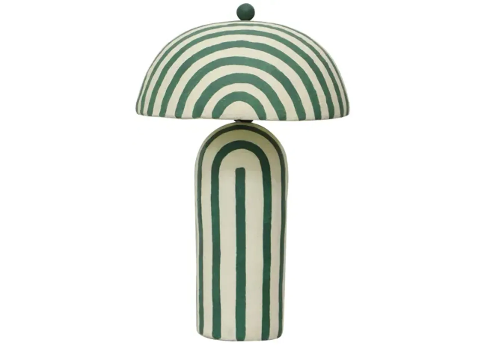 Maiori Dark Green Striped Papier Mache Table Lamp