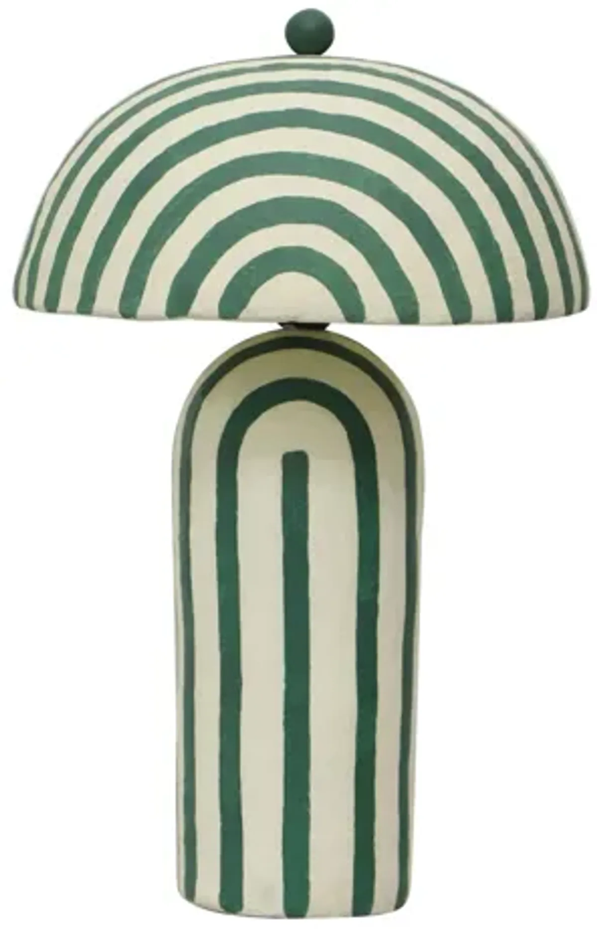 Maiori Dark Green Striped Papier Mache Table Lamp