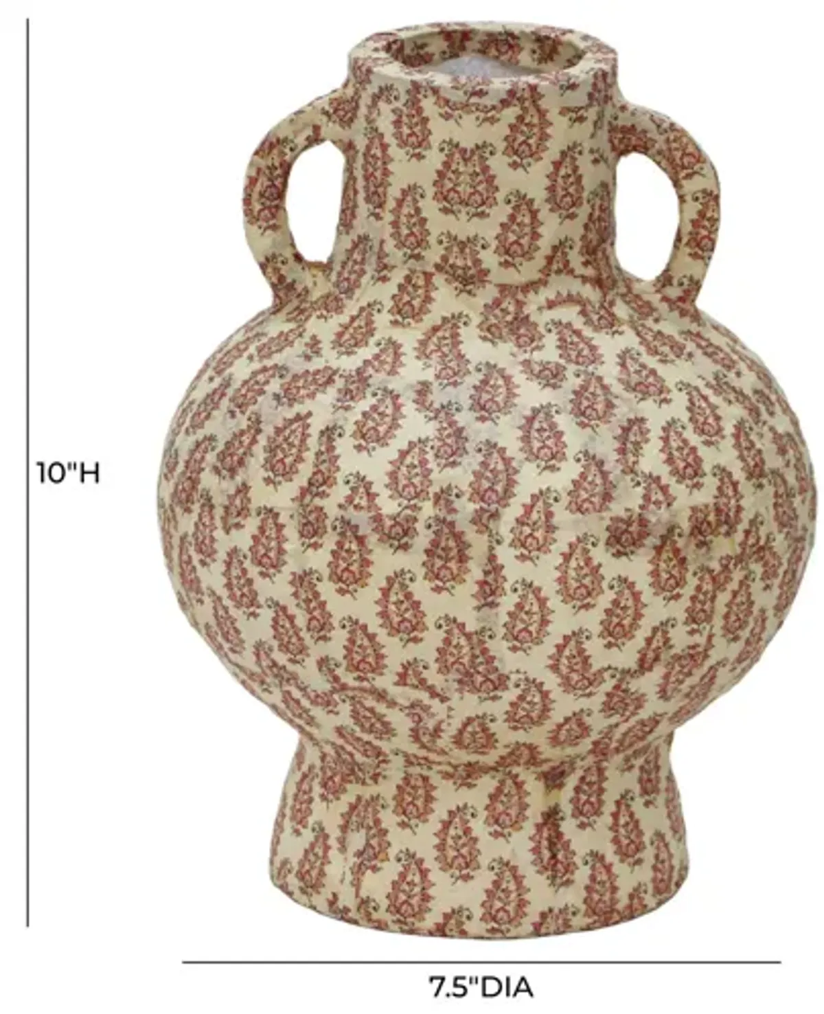 Cotton Mache Vase in Peach Paisley