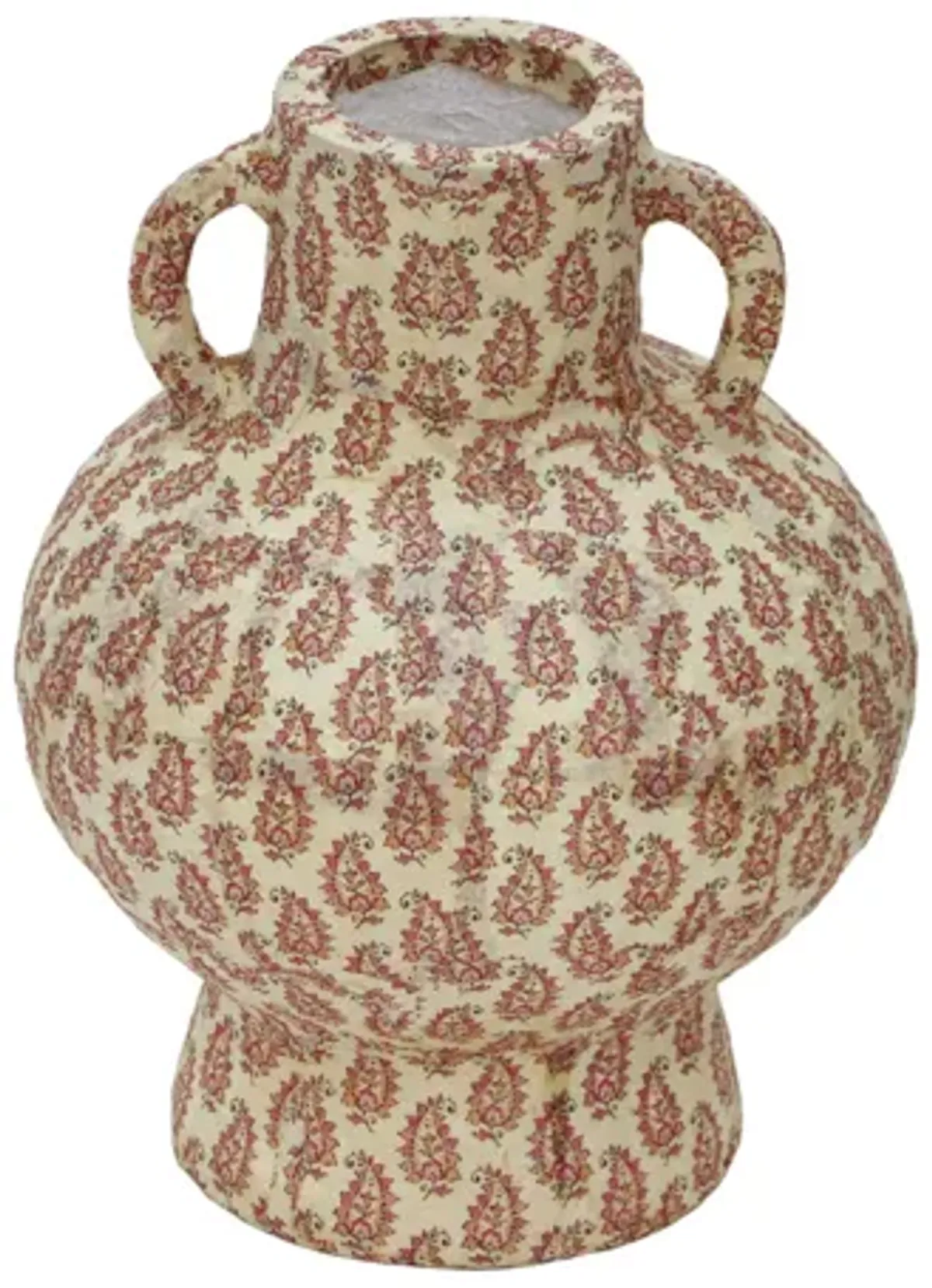 Cotton Mache Vase in Peach Paisley