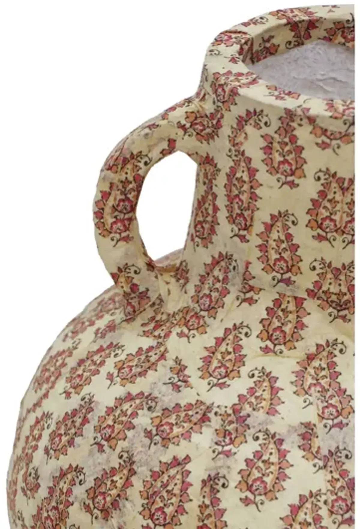 Cotton Mache Vase in Peach Paisley