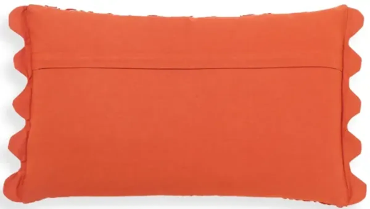 Portia Orange Embroidered Cotton Flex 20" x 12" Accent Cushion