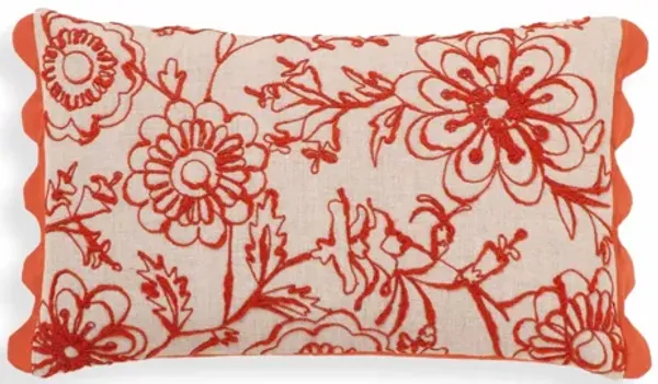Portia Orange Embroidered Cotton Flex 20" x 12" Accent Cushion