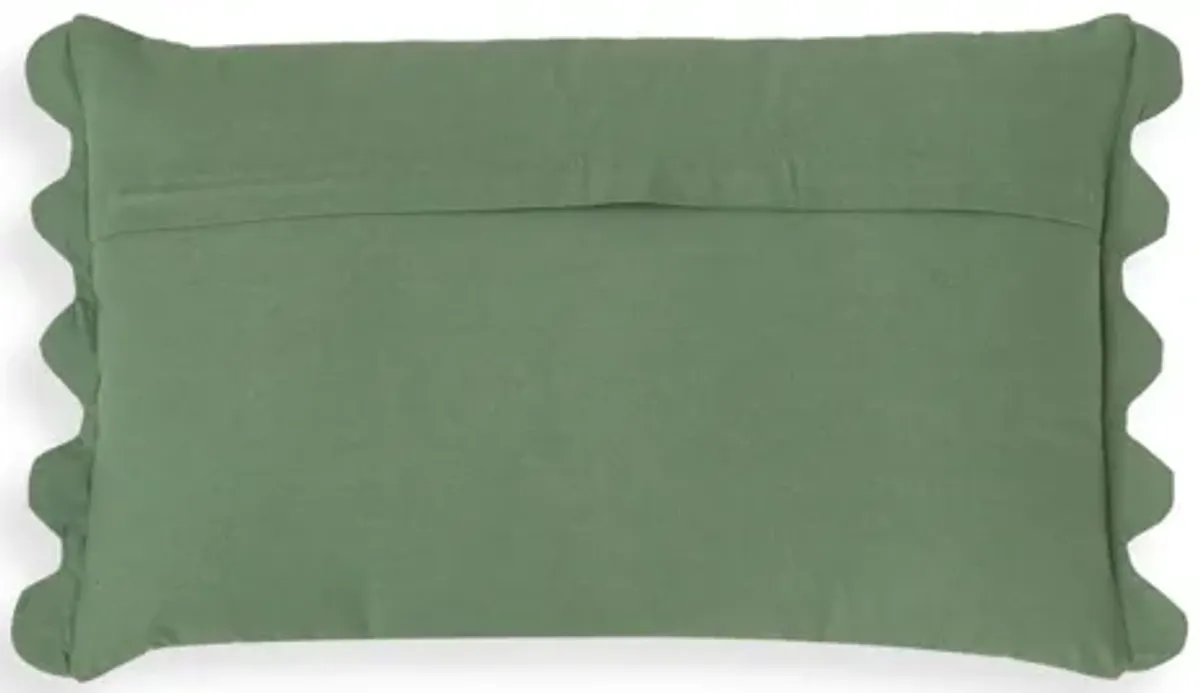 Portia Aqua Embroidered Cotton Flex 20" x 12" Accent Cushion