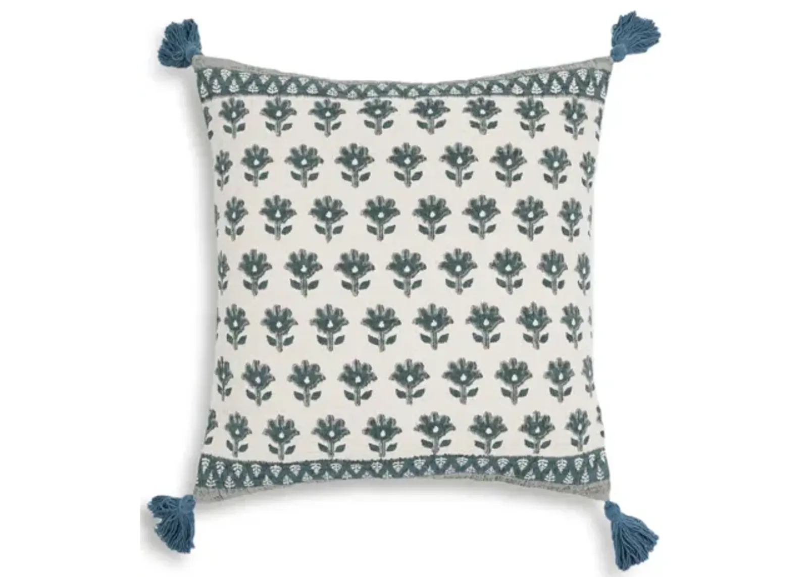 Blossom Printed Cotton Tassel 20 Inch Accent Cushion