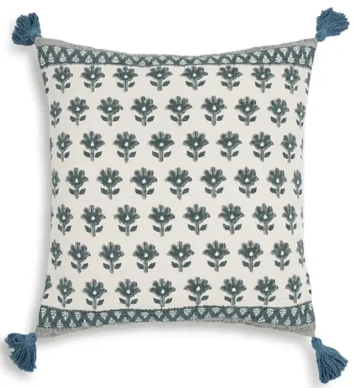 Blossom Printed Cotton Tassel 20 Inch Accent Cushion