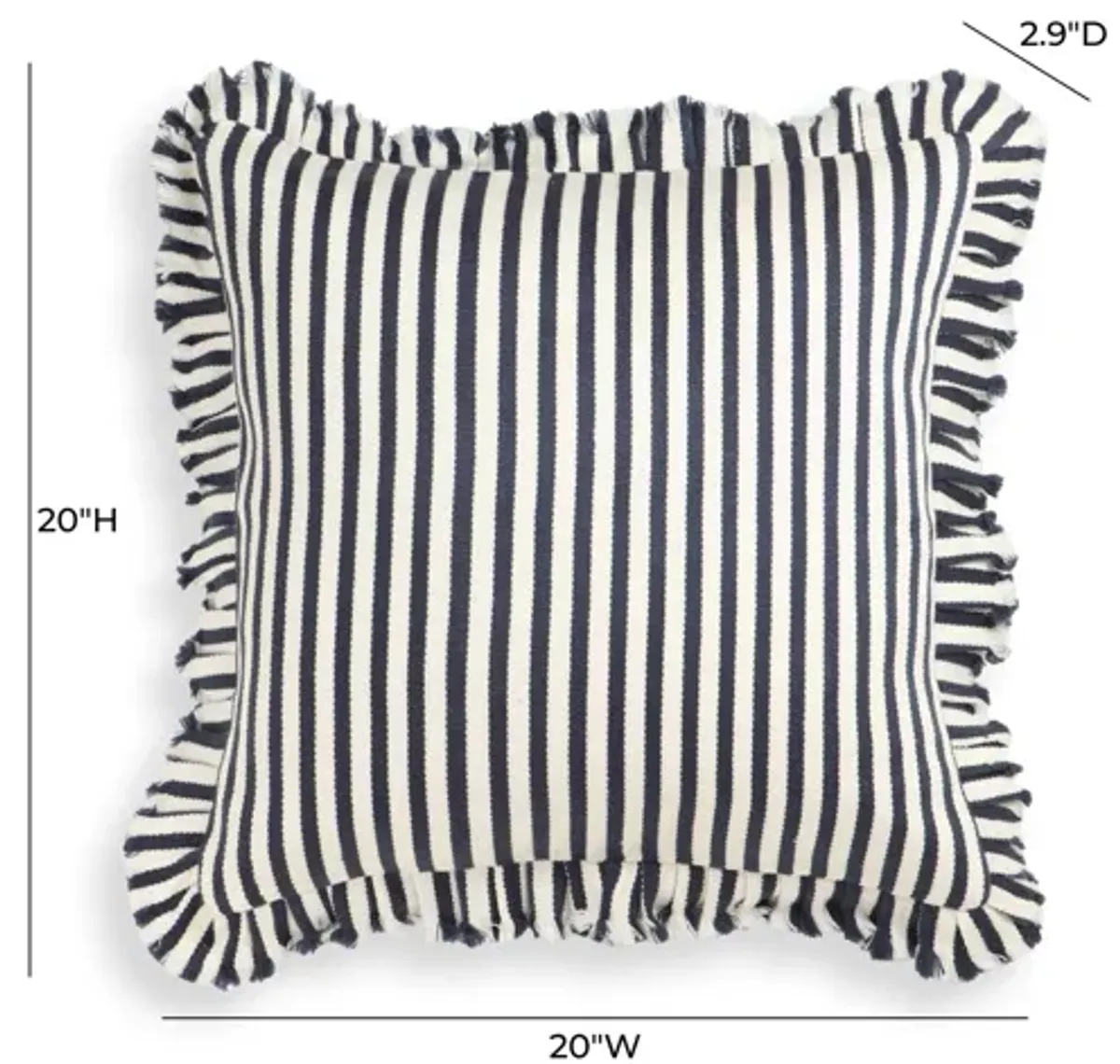 Alessia Navy Striped Ruffle 20" Square Accent Pillow