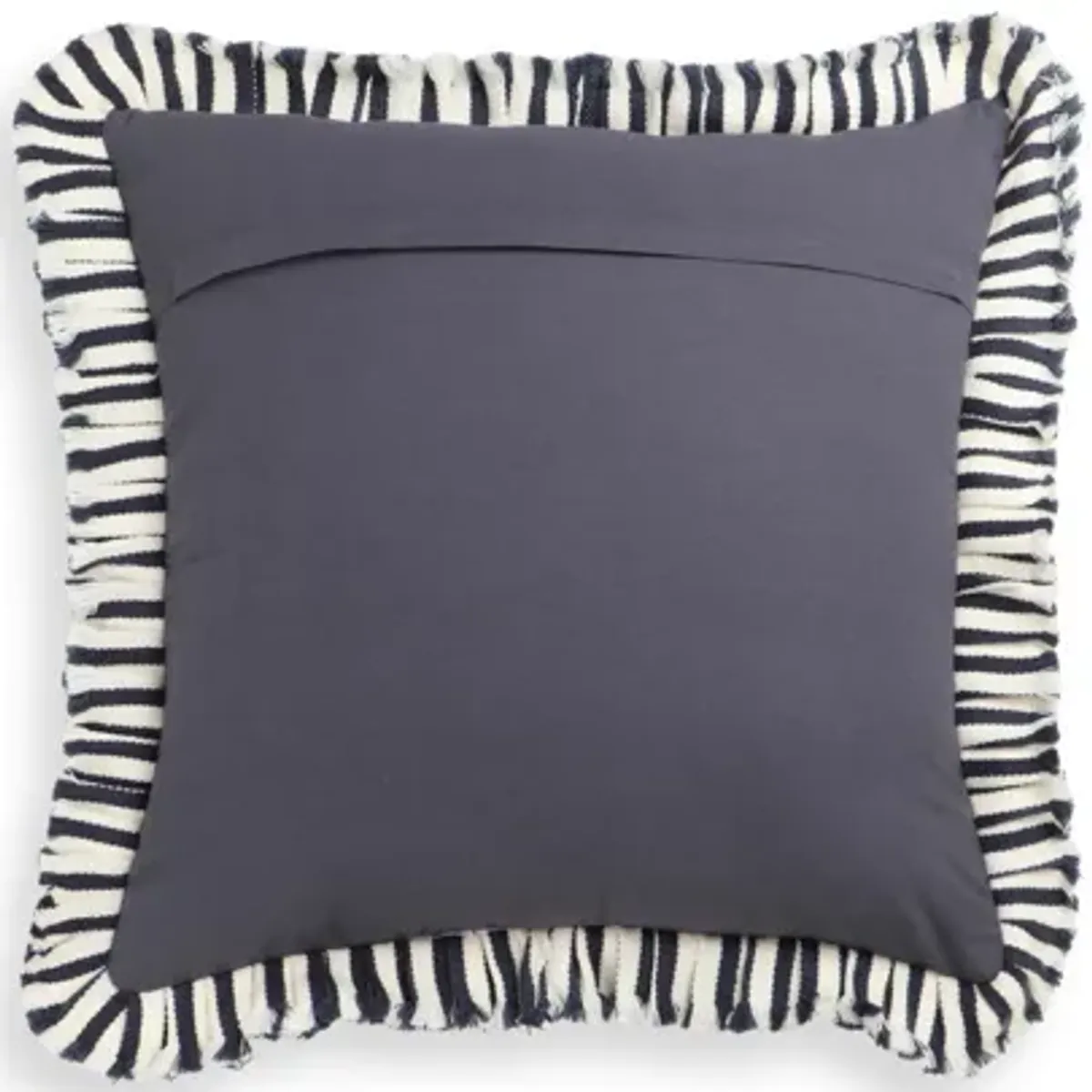 Alessia Navy Striped Ruffle 20" Square Accent Pillow