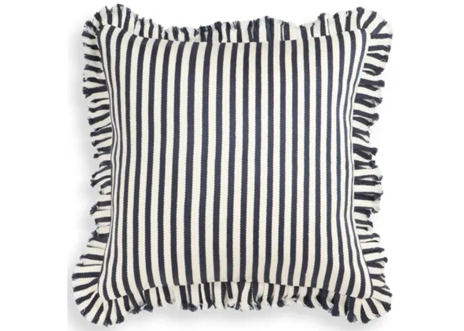 Alessia Navy Striped Ruffle 20" Square Accent Pillow