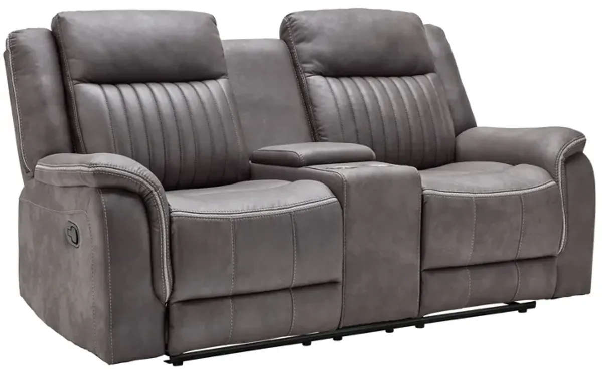 Tyson Grey Reclining Console Loveseat