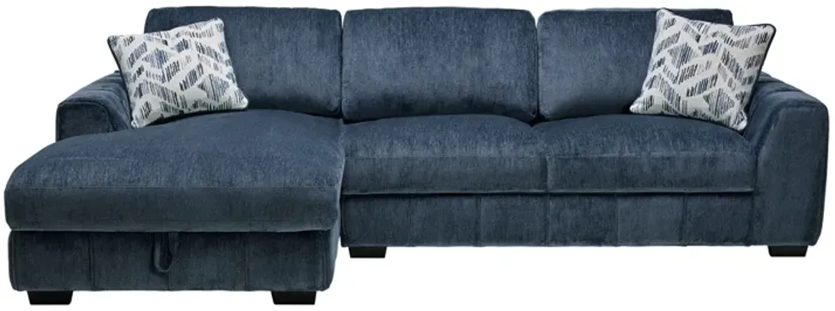 Overnight Blue 2-Piece Sectional with Left Arm Facing Chaise