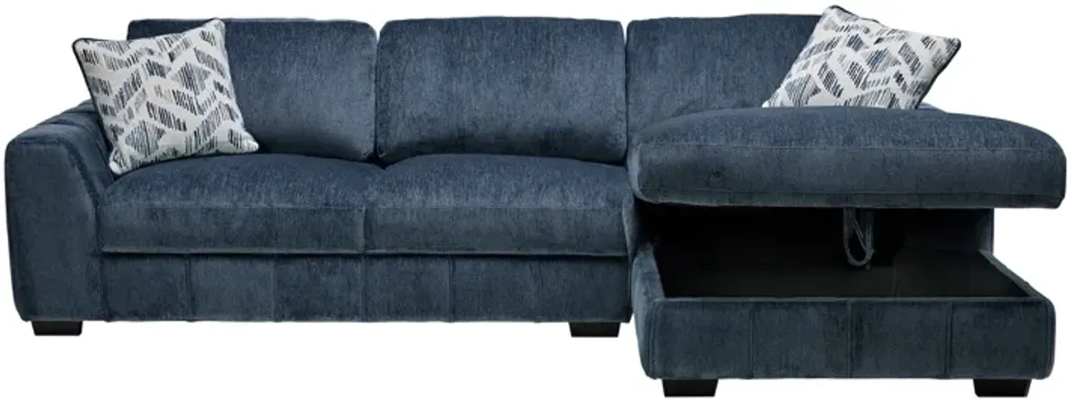 Overnight Blue 2-Piece Sectional with Right Arm Facing Chaise