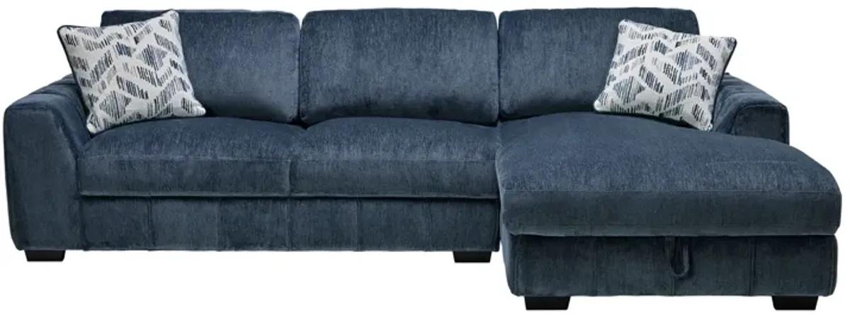 Overnight Blue 2-Piece Sectional with Right Arm Facing Chaise