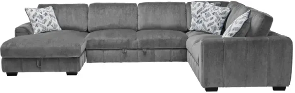 Overnight Grey 4-Piece Sleeper Sectional with Left Arm Facing Chaise