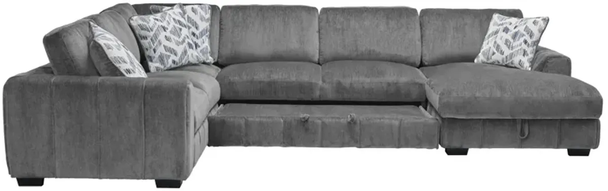 Overnight Grey 4-Piece Sleeper Sectional with Right Arm Facing Chaise