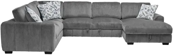 Overnight Grey 4-Piece Sleeper Sectional with Right Arm Facing Chaise