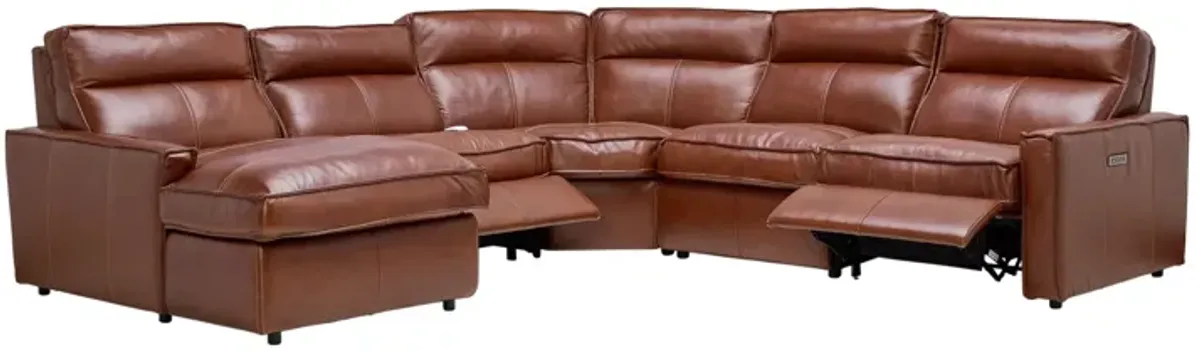 Berlin 5-Piece Dual Power Reclining Leather Sectional with Left Arm Facing Chaise