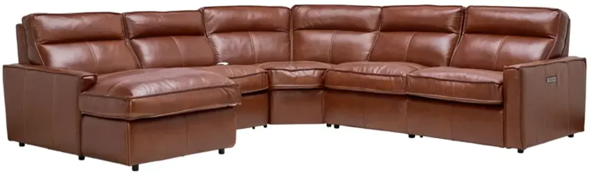 Berlin 5-Piece Dual Power Reclining Leather Sectional with Left Arm Facing Chaise