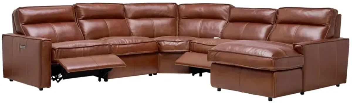 Berlin 5-Piece Dual Power Reclining Leather Sectional with Right Arm Facing Chaise