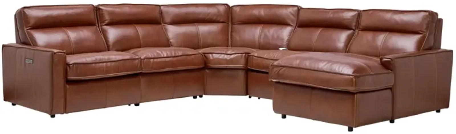 Berlin 5-Piece Dual Power Reclining Leather Sectional with Right Arm Facing Chaise
