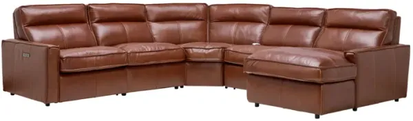 Berlin 5-Piece Dual Power Reclining Leather Sectional with Right Arm Facing Chaise