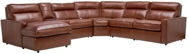 Berlin 6-Piece Dual Power Reclining Leather Sectional with Left Arm Facing Chaise