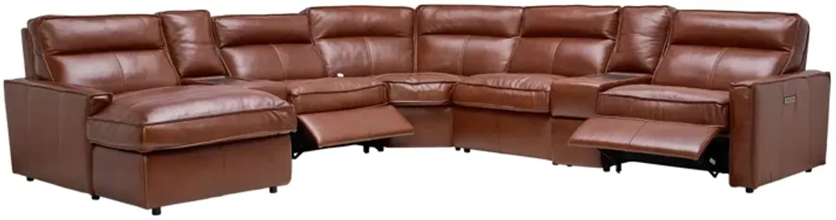 Berlin 7-Piece Dual Power Reclining Leather Sectional with Left Arm Facing Chaise