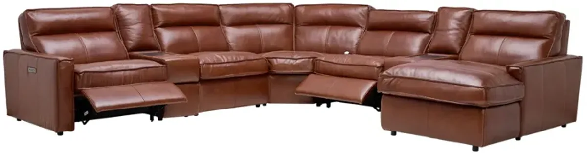 Berlin 7-Piece Dual Power Reclining Leather Sectional with Right Arm Facing Chaise