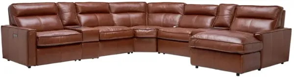 Berlin 7-Piece Dual Power Reclining Leather Sectional with Right Arm Facing Chaise