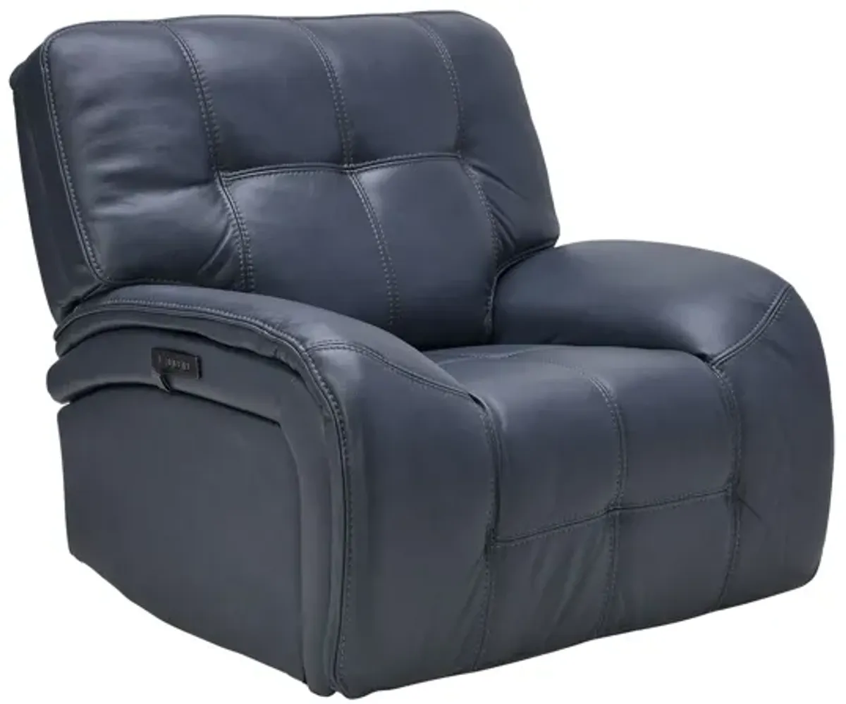 Jaxon Blue Leather Dual Power Recliner