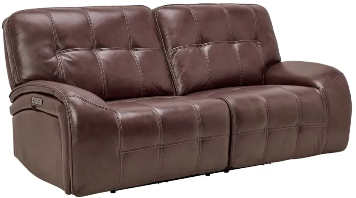 Jaxon Brown Leather Dual Power Reclining Sofa