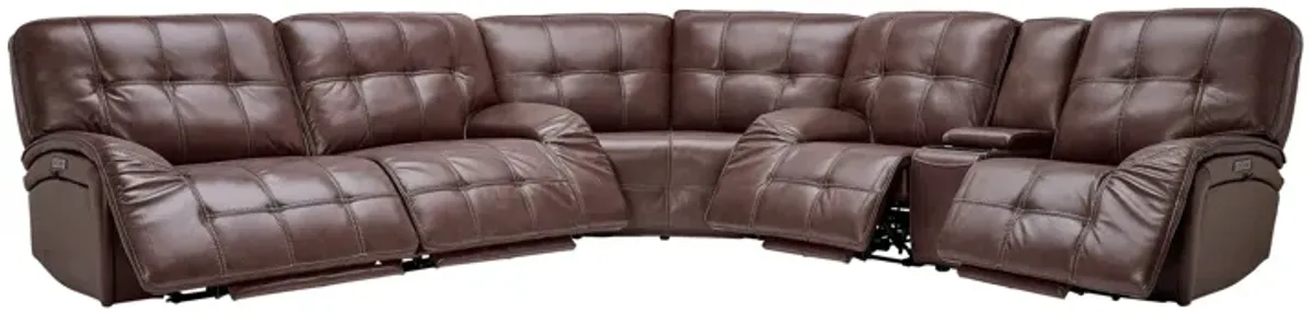 Jaxon Brown 3-Piece Leather Dual Power Reclining Sectional