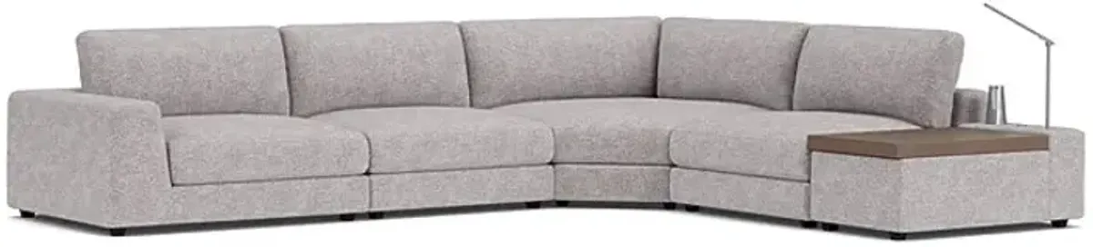 ModularThree Grey 5-Piece Sectional with Left Arm Facing Chair + Media Console