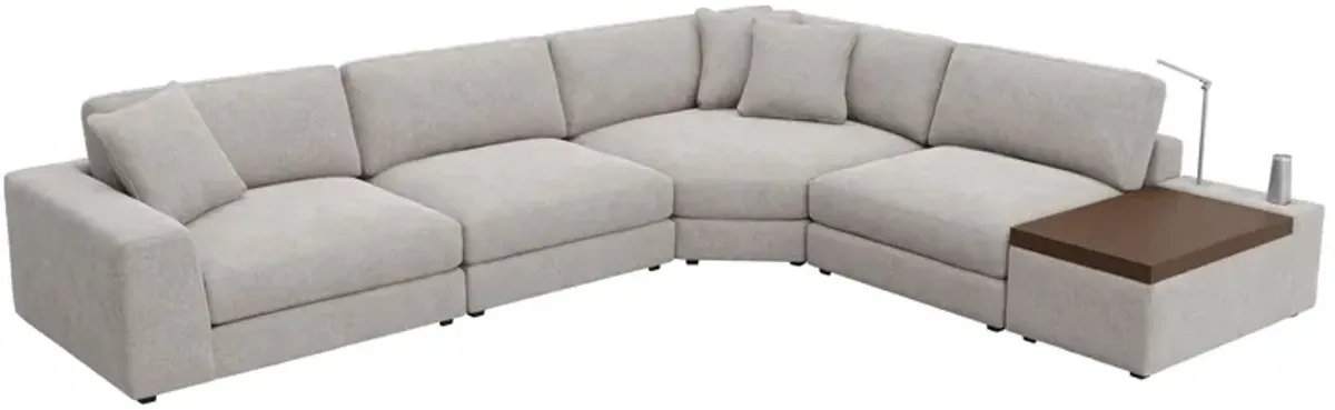 ModularThree Grey 5-Piece Sectional with Left Arm Facing Chair + Media Console