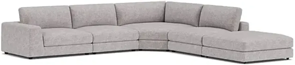 ModularThree Grey 5-Piece Sectional with Left Arm Facing Chair + Bump Ottoman