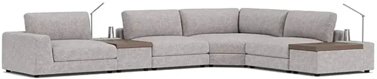 ModularThree Grey 6-Piece Sectional with Left Arm Facing Chair + 2 Media Consoles