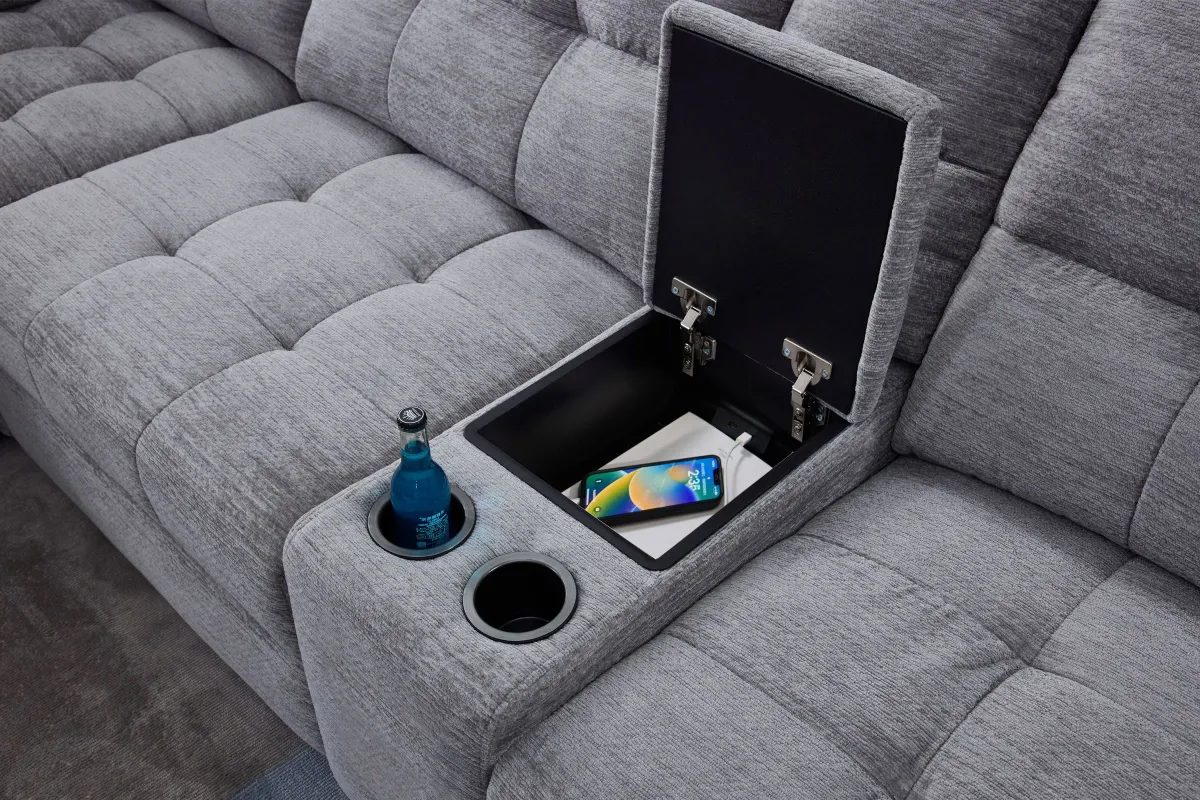 Phoenix 6-Piece Power Reclining Sectional with Right Arm Facing Chaise + 2 Armless Recliners