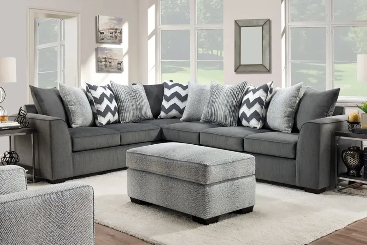 Chevron 2-Piece Sectional + Free Ottoman