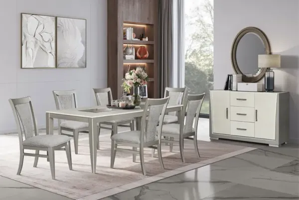 Halo Table + 4 Side Chairs + 2 Upholstered Chairs