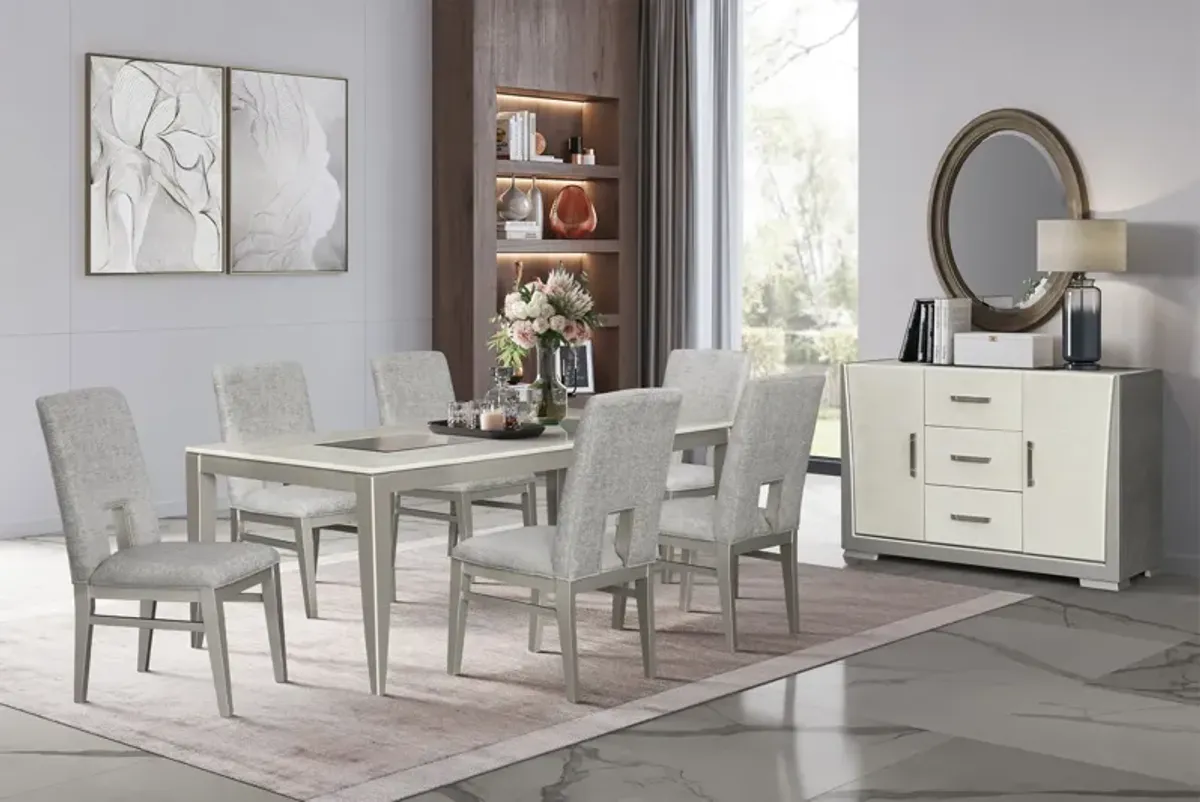 Halo Table + 4 Upholstered Chairs