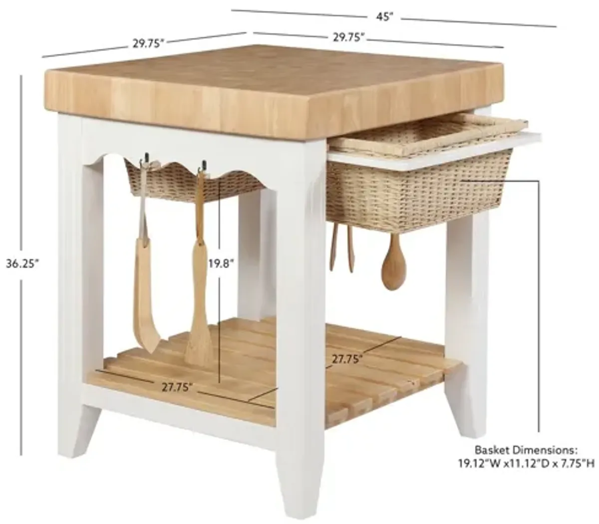 Kolton White Kitchen Island