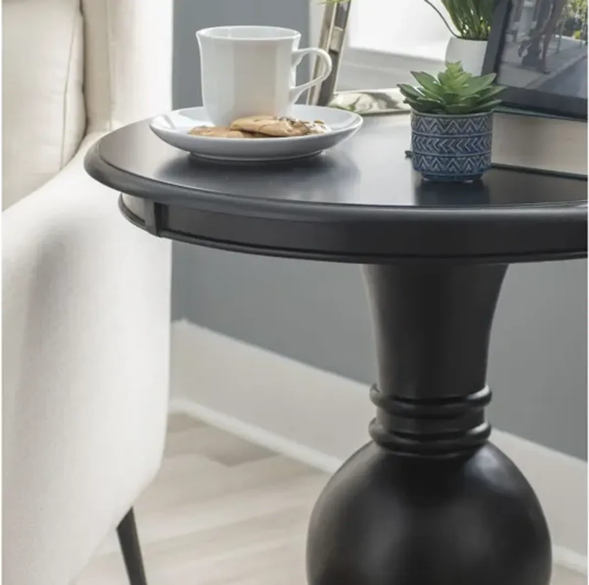 Amelia Black Accent Table Round