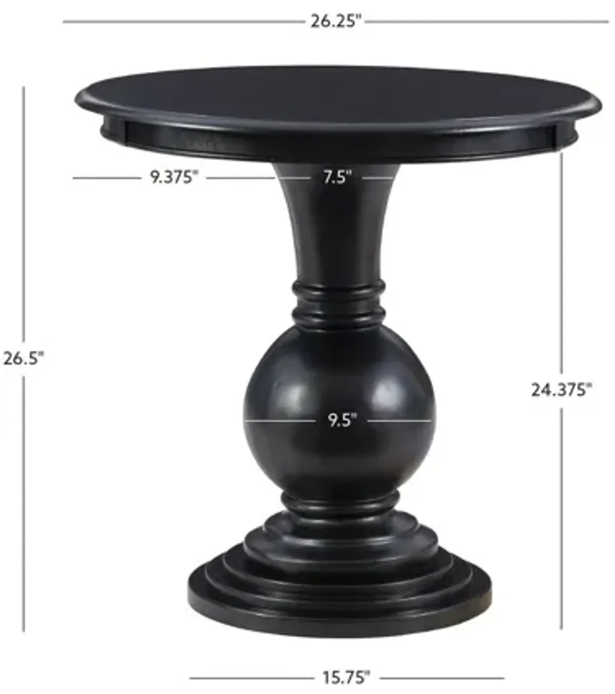 Amelia Black Accent Table Round