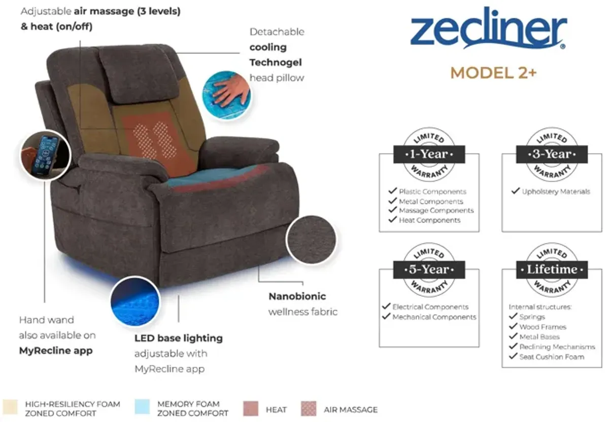 Zecliner Model 2+ Shell Triple Power Lift Sleep Recliner with Heat & Massage by Flexsteel